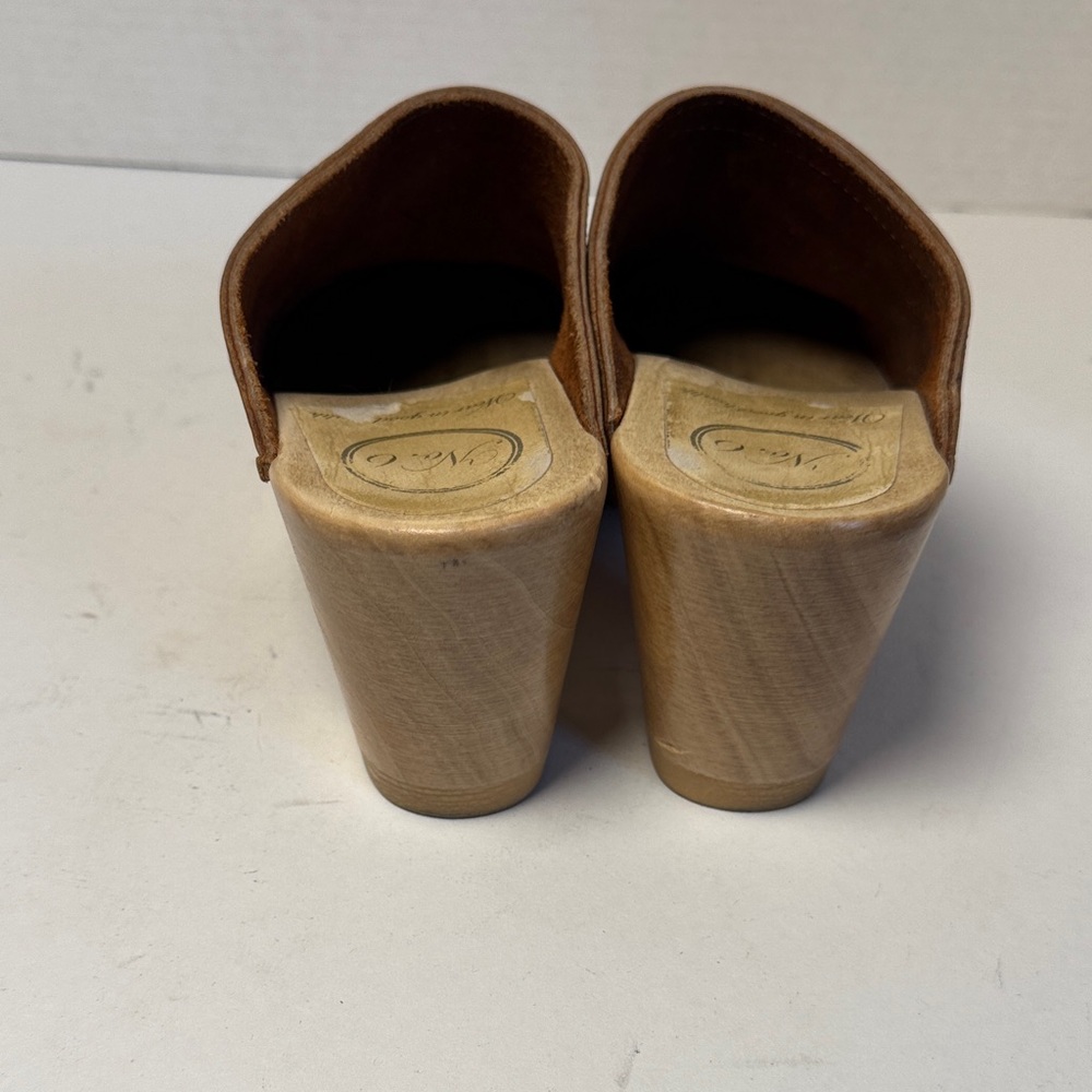 NO.6 STORE Old School Clog on High Heel in Bourbon Leather Wooden 3" Heel Size38 - Picture 10 of 14